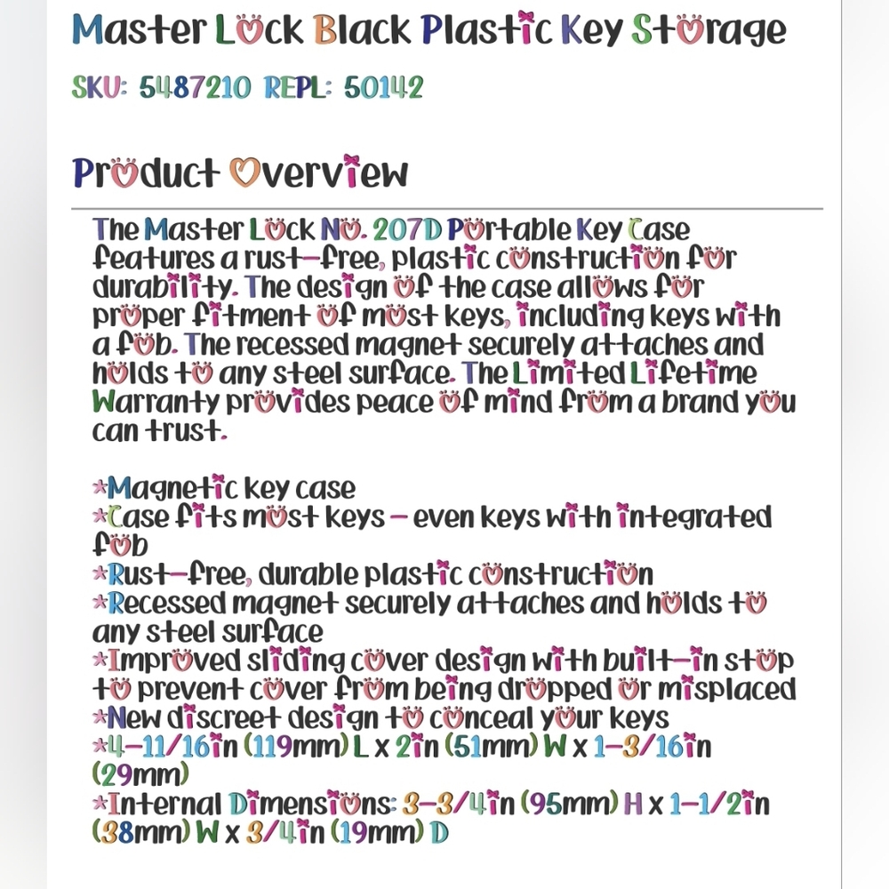 Masterlock Black Plastic Key Storage - Picture 9 of 10